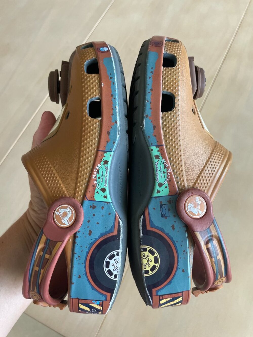 Entire Closet $5! Crocs Disney Pixar Cars Tow Mater Slip On Clog Sandals Sz 2 - Picture 8 of 9